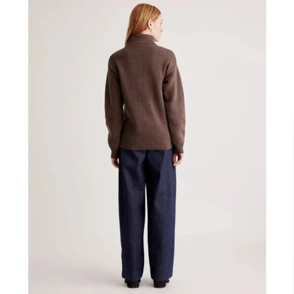 SOLD Quince 100% Organic Cotton Turtleneck Sweater Heather Brown S SOLD OUT NEW - Picture 5 of 14